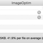 Screenshot of the ImageOptim application displaying file optimization statistics.