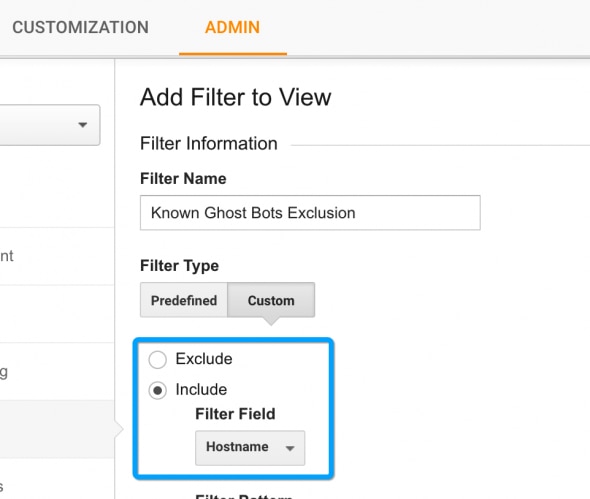 Screenshot showing the 'Add Filter to View' interface in an admin panel