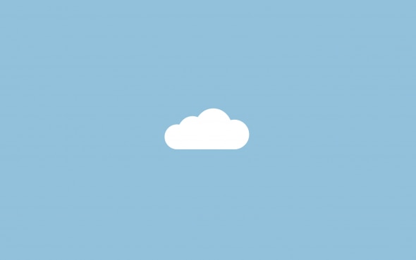 A minimalist illustration of a single white cloud against a light blue background.