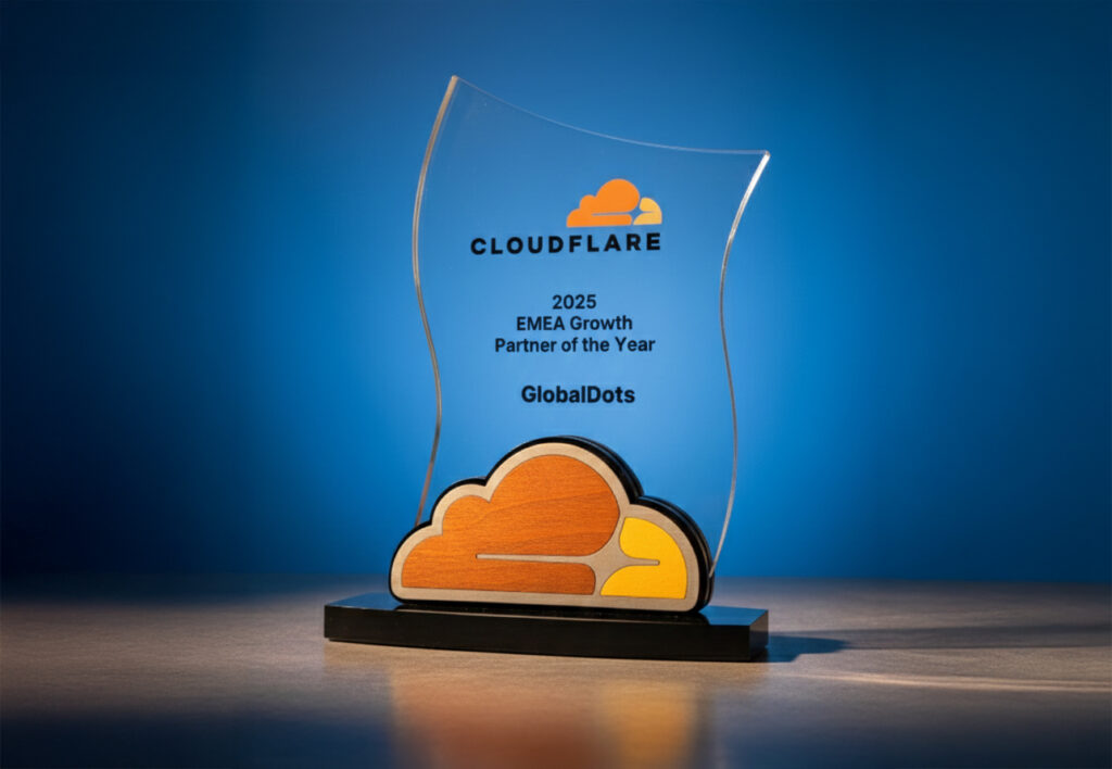 CLOUDFLARE — 2025 EMEA Growth Partner of the Year — GlobalDots - Award Trophy
